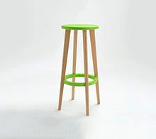 ZHJING Seggiola da Bar Sedie Bar, Materiale PP Cuscino Gambe in Legno massello, High Chair Bar Caffetteria Casa Moda Semplice (Color : Green, Size : 68cm)