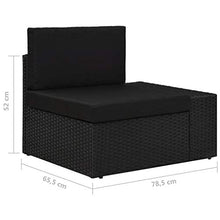 Goliraya Divano Modulare a 2 Posti/ 3 Posti da Giardino in Polyrattan con Cuscini Arredi da Esterno Divano Divano da Esterno Nero