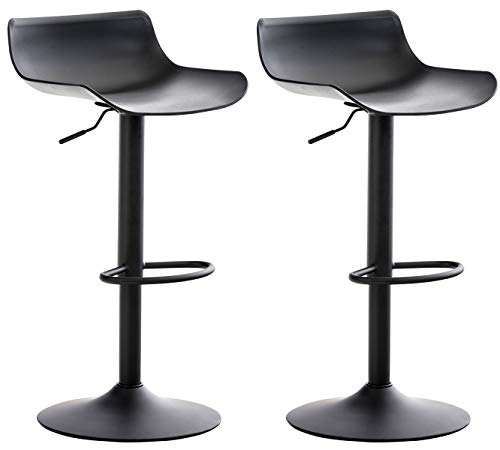 CLP Set 2 Sgabelli Alti Bar Aveiro in Polipropilene I Coppia Sgabelli Cucina Girevoli 360° I Sedie Penisola Regolabili 57-78 CM, Colore:Nero