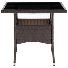 BIGTO - Tavolo da picnic per esterni, in rattan e vetro, decorazione bistrot marrone, 80 x 80 x 75 cm