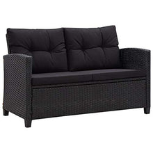 vidaXL Divano da Giardino a 2 Posti con Cuscini Divanetto con Imbottitura Salottino da Esterni Mobili per Patio Nero 124 cm in Polyrattan