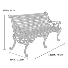 Panchina per terrazza del parco Panchina per il tempo libero all'aperto, Panchina da giardino resistente alle intemperie con struttura in ghisa e legno massello anticorrosivo, Panca da cortile a 2-3