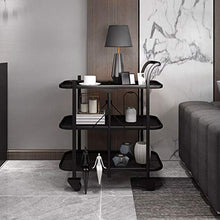WY&WY Carrello da Bar Cucina Multifunzione rotolamento Carrello a 3 Piani Carrello di stoccaggio con Ruote e Maniglie per Cucina Trucco Bagno,Nero