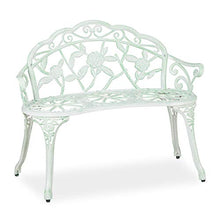 Relaxdays Panchina in Ghisa, 2 Posti, da Esterno,Terrazzo, Giardino, Ferro Stile Antico, 78 x 98 x 55,5 cm, Bianco/Verde