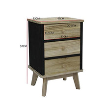 Rebecca Mobili Comodino Cassettiera Legno Chiaro Nero Stile Industrial Camera da Letto Soggiorno Arredo Casa - 57x37x32 (H x L x P) - Art. RE6085