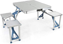 Tavolo da picnic all'aperto Tavolo da picnic in alluminio portatile tavolo pieghevole da campeggio da campeggio tavolo da giardino barbecue 4 sedie sgabello tavolo pieghevole portatile Bbq Party Table