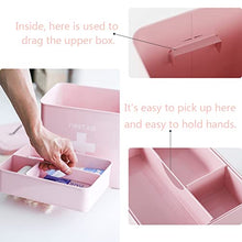 BWBZ Scatola di Medicina Multifunzionale Kit di Pronto Soccorso Doppia Griglia Maniglia Portatile Logo A Croce Scomparto Rimovibile Conservazione di Medicine/Caramelle/Snack/Giocattoli Rosa