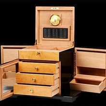 Legno di Cedro Humidor Cigar Humidor Clubhouse Display Box Scatola Portaoggetti per Sigari Armadio per Sigari Struttura in Legno A Quattro Strati Grande capacità può Contenere 125