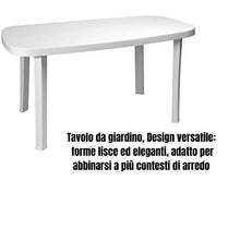 Piushopping Tavolo da Giardino per Esterno Rettangolare in Resina PLASTICA CM 140X82X72 (Bianco)