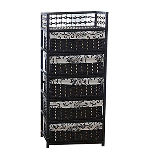 MAHFEI-Cestini Portaoggetti, Stile Country Cassettiera in Rattan Tessitura A Mano Comodino da Pavimento Armadio per Bambini Stabile E Durevole Organizza La Cassettiera