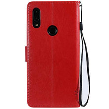 Robinsoni Custodia Compatibile con Xiaomi Redmi 7 Cover Folio a Fogli Mobili Cover Libro Pelle PU Case Taccuino Cover Portafoglio Custodia Libretto Retro Flip Caso Gatta in Rilievo Cover,Rossa