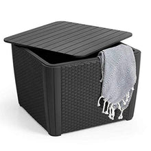 Keter Luzon Plus Flat Wicker Tavolino Contenitore da Giardino, Grafite