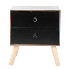 Comodino nero con 2 cassetti per camera da letto, 45 x 38 x 50 cm