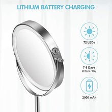 alvorog Specchio Trucco da Tavolo con 72 Luci LED 3 Colori e ingrandimento 1X / 5X, 360° Rotazione Libera 2000mAh Batteria ai Polimeri di Litio,Specchio Comico Bifacciale Stile Retrò in Bagno