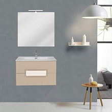 OrionShop Mobile Bagno Sospeso Demetra da 80cm Tortora Opaco con Lavabo Specchio e Lampada LED Inclusi