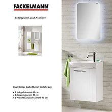 Fackelmann – Set di mobili da Bagno vadea Ospiti WC 3 Pezzi 45 cm Bianco con mobiletto da Bagno & Ceramica Bacino & LED Specchio Element