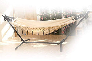 FDSZ Amaca in Cotone Doppia Portatile con Supporto in Metallo Pesante, stoccaggio Pieghevole, carico Massimo 250 kg, può Essere utilizzato per Il Giardino Camping Terrace Swing Beach Travel