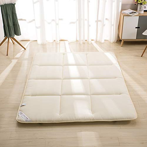 JYMBK Pieghevoli Tatami Materasso da Terra,Morbido Traspirante Futon Materassi Pavimento Dormire Pad Quattro Stagioni Disponibili Letto Materasso Singolo Doppia Bianca 90x200cm(35x79inch)