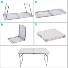 Tavolo da campeggio Powertools Tavolo pieghevole alluminio 120 cm Regolabile portatile a 3 altezza 70/62 / 55cm Tavolo da campeggio per interni ed esterni Festa di nozze Picnic Picnic Tavolo barbecue