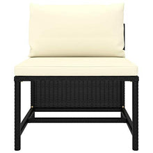 Tidyard Set 4 pz Divani da Giardino Esterno Modulari a 4 Posti in Polyrattan Nero con Cuscini,Divani Modulari,Divani da Giardino Rattan,Divano 4 Posti,Divani Modulari da Esterno