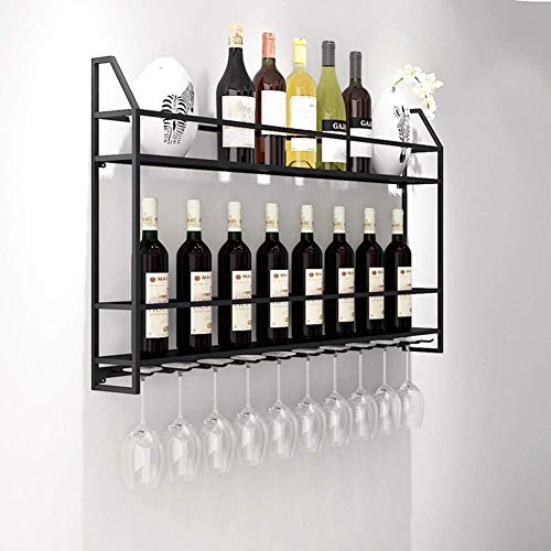 MTBH PMTBHPortabottiglie a Parete in Metallo, portabottiglie e Supporto in Vetro per la Decorazione Domestica per Soggiorno o Cucina (Colore: Oro, Dimensioni: 60 x 12 x 62 cm)