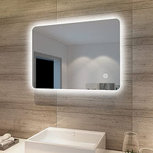 SONNI Specchio da Bagno Illuminato a LED, Specchio da Parete da Bagno 70 x 50cm Moderno, Bianco Freddo Impermeabile IP44 a Risparmio Energetico
