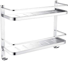 AINIYF Bagno Bagno Doccia Mensola Organizzatore a Parete Punch Libero rettangolo di Alluminio dello Spazio 1/2 Livello Rete Hook Up di Scarico, Argento