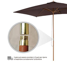Outsunny Ombrellone Esterna da Giardino Spiaggia Parasole Impermeabile in Legno 2X 3X 2,5m Marrone
