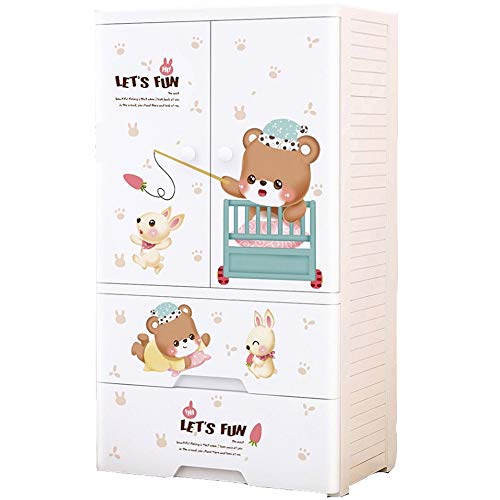 EXCLVEA Armadio Appendiabiti Cartoon Orso Armadio in Resina for Bambini Progettato Armadio di Vestiti Fai da Te Modular Storage Organizzatore Abbigliamento Governo for Camera for Bambini