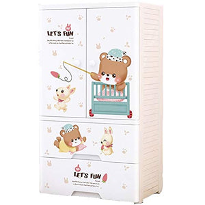 EXCLVEA Armadio Appendiabiti Cartoon Orso Armadio in Resina for Bambini Progettato Armadio di Vestiti Fai da Te Modular Storage Organizzatore Abbigliamento Governo for Camera for Bambini