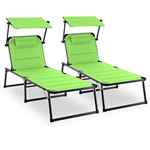 blumfeldt Set 2 x Amalfi Juicy Lime Sdraio da Giardino Lettino Spiaggia con Parasole (70 x 37 x 200 cm, Imbottitura in gommapiuma, Schienale Regolabile) Verde