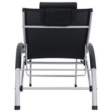 vidaXL Lettino Prendisole Pieghevole Elegante Pieghevole Leggero Regolabile Robusto Sdraio Chaise Longue in Alluminio e Textilene Nero e Argento