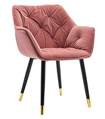 LHY HOME Sedie da Sala da Pranzo in Velluto Poltrona Sedie da Cucina con Gambe in Metallo Sedia da Salotto per Soggiorno/caffè/Vanità,Rosa