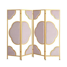 Room Screen Even Schermo divisorio per schermi in Metallo, con Pelle Scamosciata a Forma di Fiore Premium, schermi divisori per Ambienti a 4 Pannelli Struttura in Acciaio