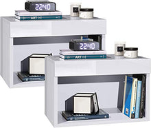elb Due Comodini Design sospesi o a Terra. Frontali in 12 Colori a Scelta. Anche con con luci a LED. Modello Giga (Bianco Lucido)