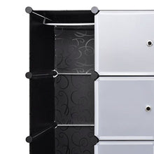 Shengtaieushop armadietto modulare con 18 Scomparti Nero e Bianco Panno Armadio 37 x 146 x 180.5 cm