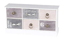 Druline Mini Cassettiera 6 Ventaglio Minore Armadio Cassetti Legno Bianco Grigio Live a Little