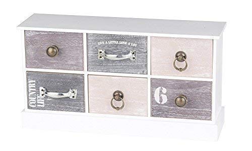 Druline Mini Cassettiera 6 Ventaglio Minore Armadio Cassetti Legno Bianco Grigio Live a Little