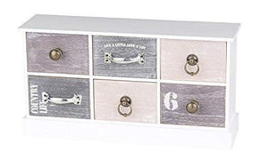 Druline Mini Cassettiera 6 Ventaglio Minore Armadio Cassetti Legno Bianco Grigio Live a Little