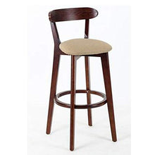 YDD Sedia da Bar retrò in Legno massello, Tessuto in Cotone/pu con Spugna ad Alto Rimbalzo, poggiapiedi ad Anello, Rinforzo a Vite Inferiore, Sedia in Legno Color Legno Scuro in Legno Chiaro