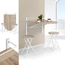 Homy Casa tavolo pieghevole oblungo da parete, realizzato in legno, ideale per colazione e cena, con sgabello pieghevole incluso, color faggio