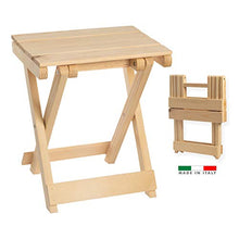 GIURIC Sgabello in Legno Pieghevole Ultraleggero Salvaspazio 2a Rev. Made in Italy Utile per Esterno ed Interno, Campeggio e Giardino. Robusto Come Sedia o Tavolino. Richiudibile Ergonomico