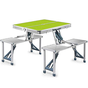FRF Tavolo Pieghevole- Set da Tavolo e Sedia Portatile da Esterno, Tavolo da Barbecue con Tavolo da Campo (Colore : Green, Dimensioni : 85.5x67x66cm)