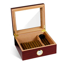 Ytimelyd Cigar Humidor Glass Top Cigar Display Box, Handcrafted Cedar Wood Cigar Storage Box Divider & Hygrometer Cigar Gifts for Men