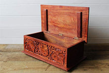 Grande Carved pattern di legno Treasure Chest Trinket