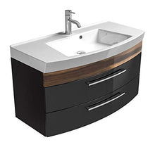 Posseik - Lavabo Rima in Legno, Antracite/Noce, 100 x 50 x 57 cm