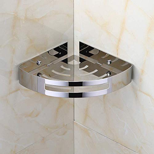 UWY Mensola angolare per Bagno in Acciaio Inossidabile Nordico 304 Mensola per Doccia Treppiede Supporto a 1 Livello Supporto a Parete Portaoggetti Cestino d'Argento Porta Asciugamani, lucidato