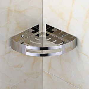 UWY Mensola angolare per Bagno in Acciaio Inossidabile Nordico 304 Mensola per Doccia Treppiede Supporto a 1 Livello Supporto a Parete Portaoggetti Cestino d'Argento Porta Asciugamani, lucidato
