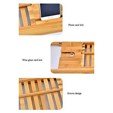 AnnYGJ Vassoio di Vasca da Bagno, bambù Telescopico Vasca Multifunzionale Slittamento iPad Telefono Tablet Cremagliera del Vino Supporto per Mensola del Bagno Albergo Casa, 70-106cm Scalabile