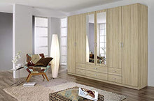 Armadio multiuso con mobili, con specchio, mensole e barre pensili, cassetti, adatto per le camere da letto,Wood